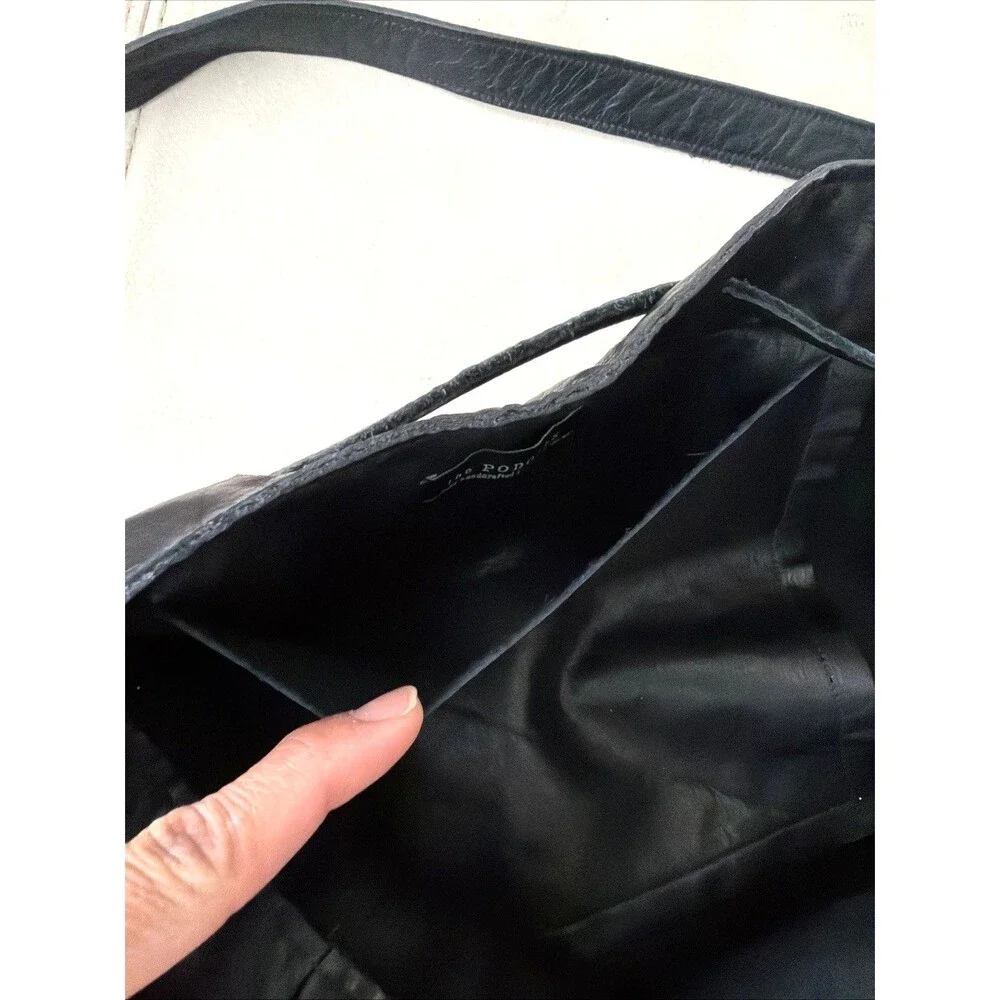 Leather Bucket Bag Handcrafted in USA Black The Podolls Drawstring Hobo Western